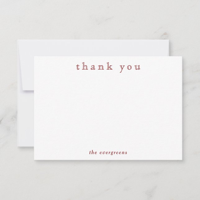 Minimalist Thank You Couples or Family Stationery Anteckningskort (Framsida)