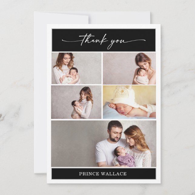 Minimalist Thank You Photo Baby Announcement Card Inbjudningar (Framsida)