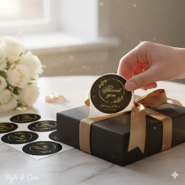 Minimalist Thank You Round Sticker with Refined De Runt Klistermärke
