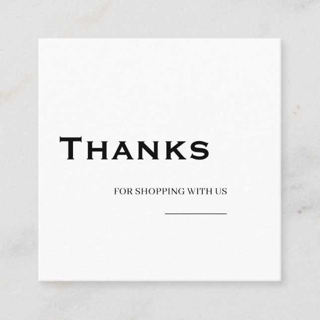 Minimalist Thank You Square Card Fyrkantigt Visitkort (Framsida)