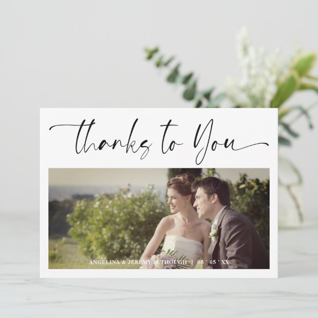 Minimalist Thanks to You Custom Photo Wedding (Stående Fram)
