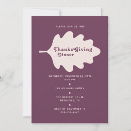 Minimalist Thanksgiving Dinner Invitation Card Inbjudningar