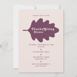 Minimalist Thanksgiving Dinner Invitation Card Inbjudningar