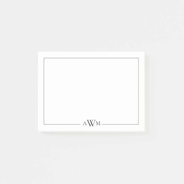 Minimalist Three Letter Monogram Post-it Block (Framsida)