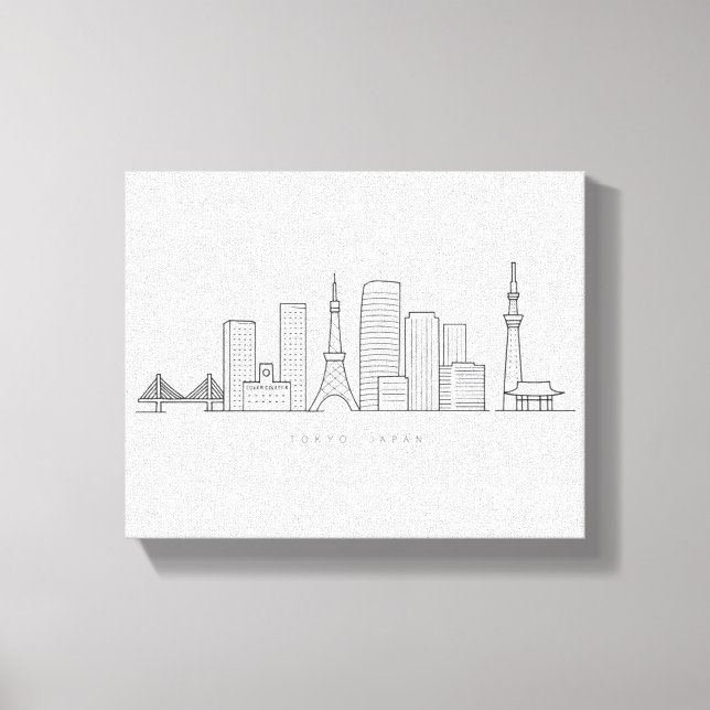 Minimalist Tokyo Skyline Illustration Canvastryck (Framsida)