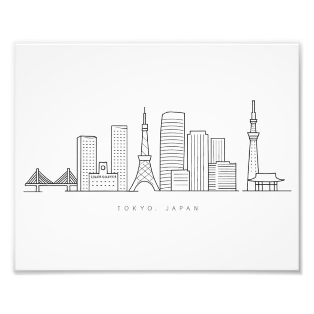 Minimalist Tokyo Skyline Illustration Fototryck (Framsidan)