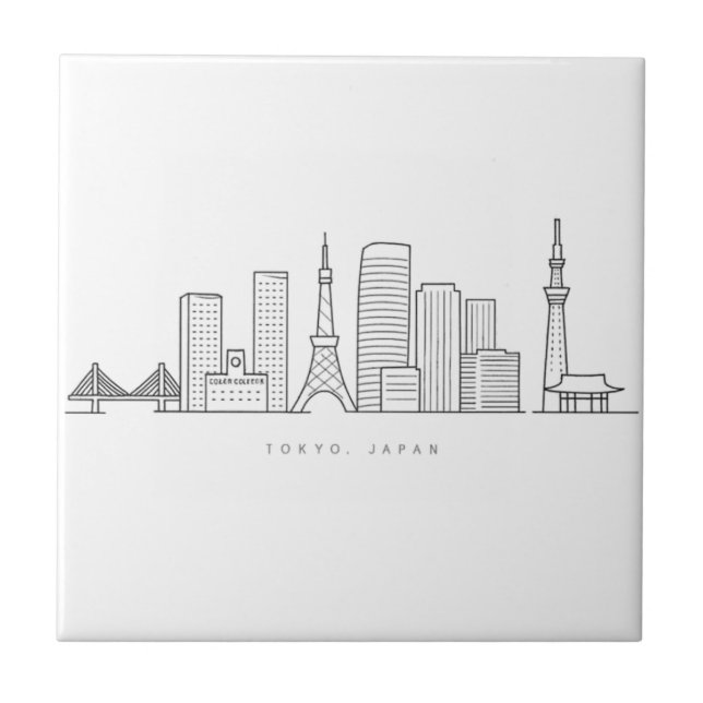 Minimalist Tokyo Skyline Illustration Kakelplatta (Framsidan)