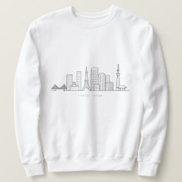 Minimalist Tokyo Skyline Illustration Lång Ärmad Tröja