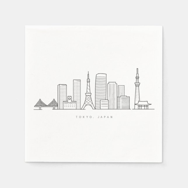 Minimalist Tokyo Skyline Illustration Pappersservett (Framsidan)