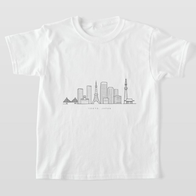 Minimalist Tokyo Skyline Illustration T Shirt (Laydown)
