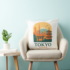 Minimalist Tokyo Travel Throw Pillow – Modern  Kudde