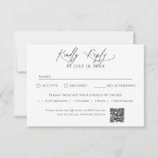Minimalist Traditional QR Code RSVP OSA Kort