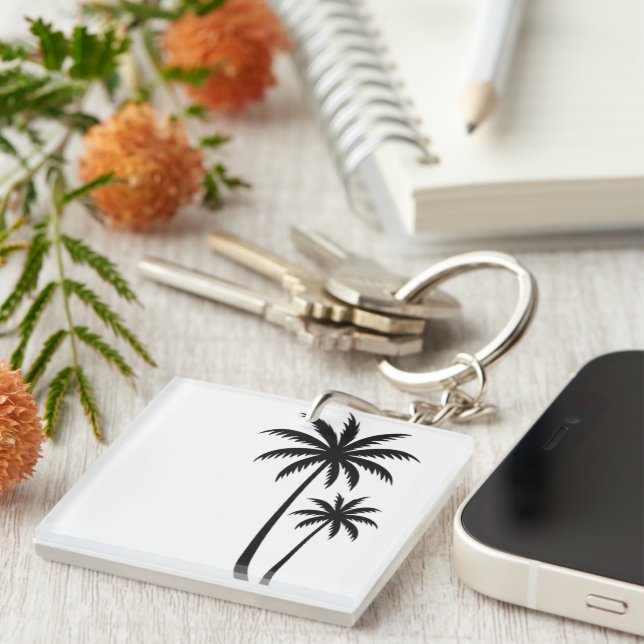 Minimalist Tropical Palm Trees Silhouette Art Tee (Högra Framsidan)