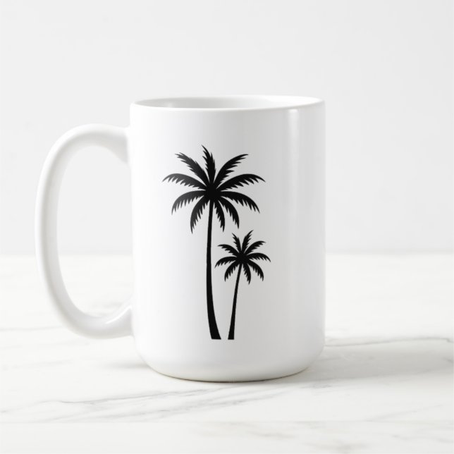 Minimalist Tropical Palm Trees Silhouette Art Tee Kaffemugg (Vänster)