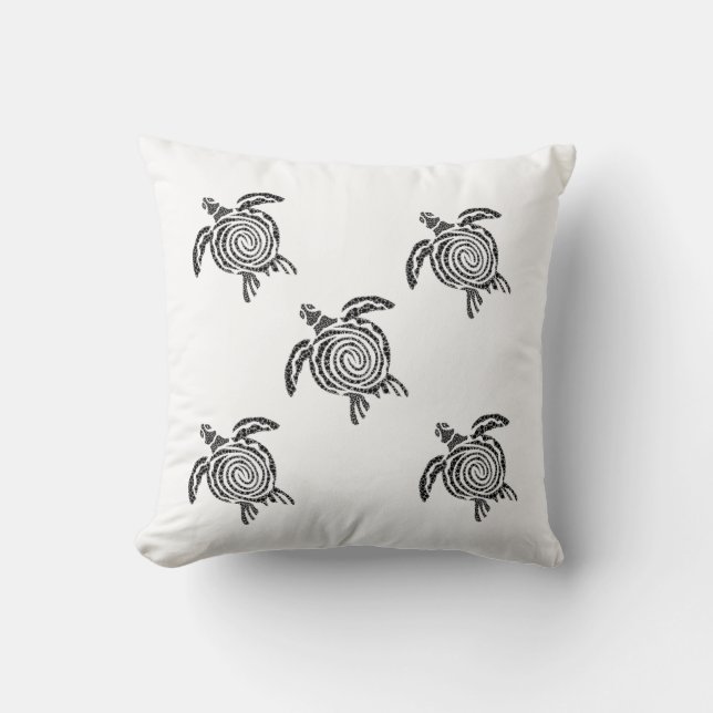 Minimalist Turtle Throw Pillow – 16x16 Modern Sea  Kudde (Framsida)