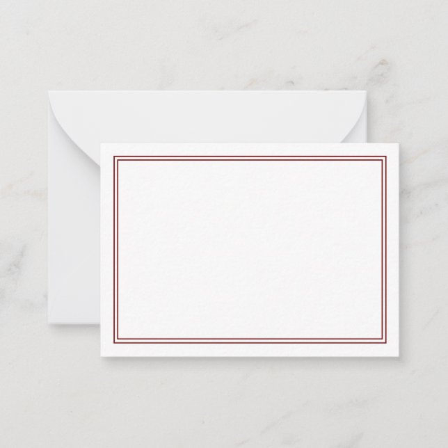 Minimalist två Gräns Maroon Anteckningskort (Framsida)