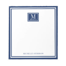 Minimalist Two Boarder Monogram Name Navy Blue