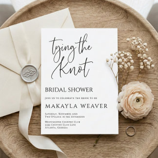 Minimalist Tying the Knot Bridal Shower Invitation Inbjudningar