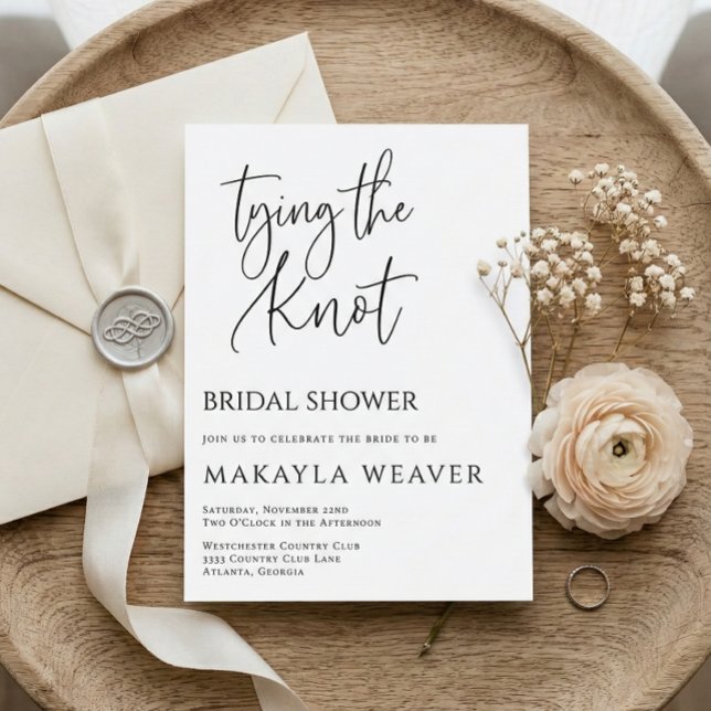Minimalist Tying the Knot Bridal Shower Invitation Inbjudningar (Skapare uppladdad)