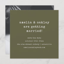 Minimalist Typewriter Retro Olive Wedding Photo