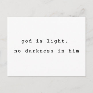 Minimalist Typographic God is Light Postcard Vykort