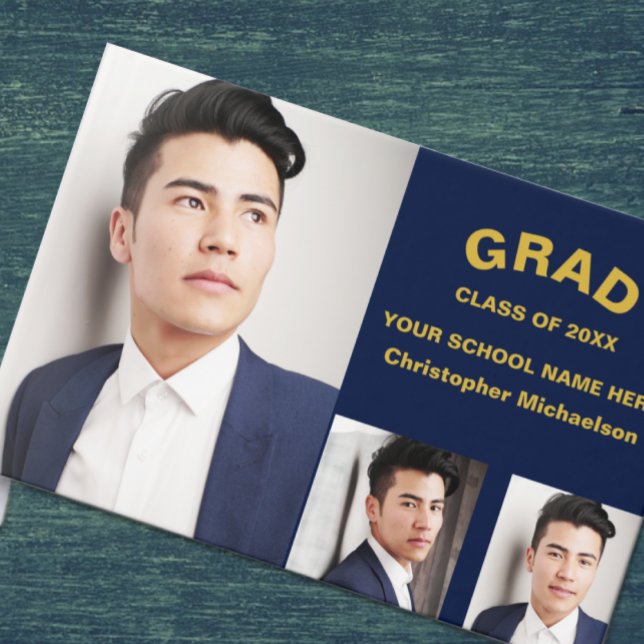 Minimalist Typography 3 Photo Graduation Gästböcker (Skapare uppladdad)