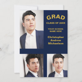 Minimalist Typography 3 Photo Graduation Meddelande