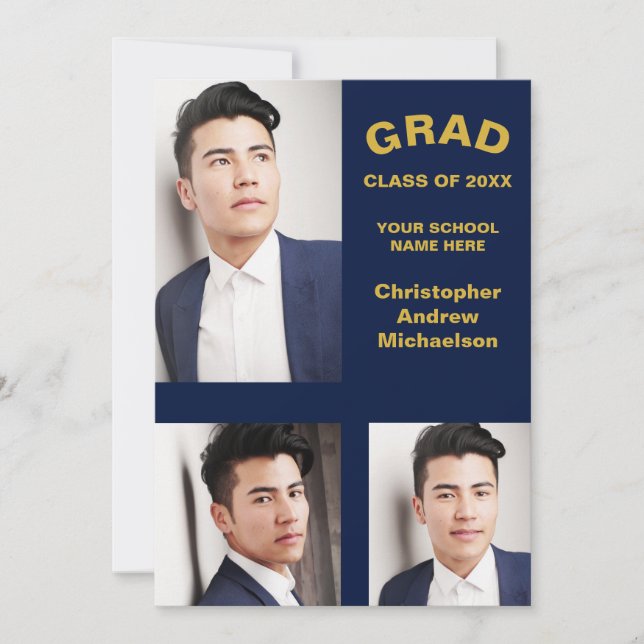 Minimalist Typography 3 Photo Graduation Meddelande (Framsida)