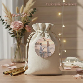 Minimalist Typography Photo Wedding Round Gåvor Etiketter