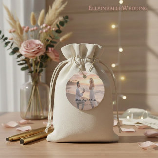 Minimalist Typography Photo Wedding Round Gåvor Etiketter