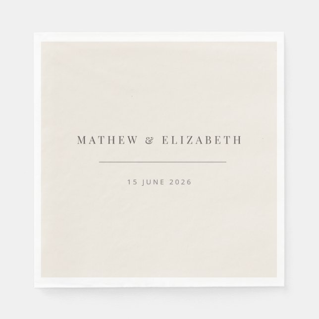 Minimalist Typography Wedding Soft Beige Pappersservett (Framsidan)