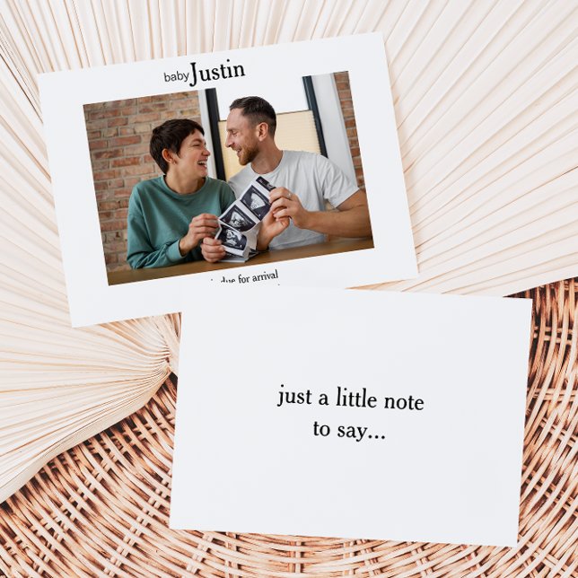 Minimalist Ultrasound photo Baby Announcement Card Tack Kort (Skapare uppladdad)
