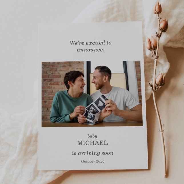 Minimalist Ultrasound Pregnancy Announcement Card Inbjudningar (Skapare uppladdad)