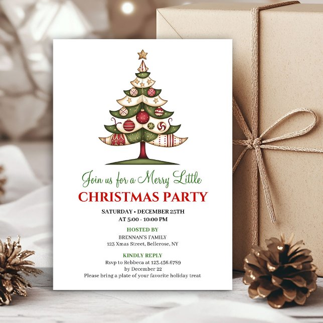 Minimalist unique Christmas tree festive invites Inbjudningar (Minimalist unique Christmas tree festive invitation)