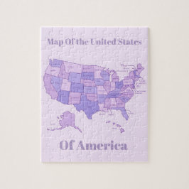 Minimalist United States Map Pink Purple Art Pussel