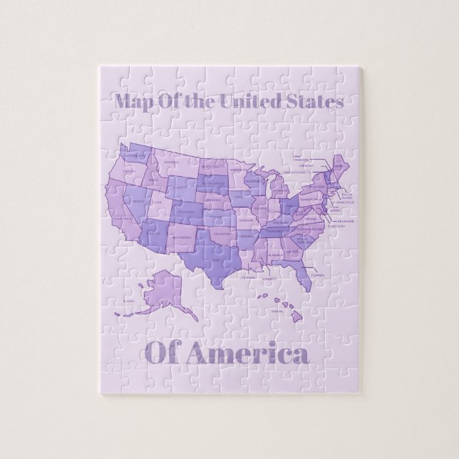 Minimalist United States Map Pink Purple Art Pussel (Vertikal)