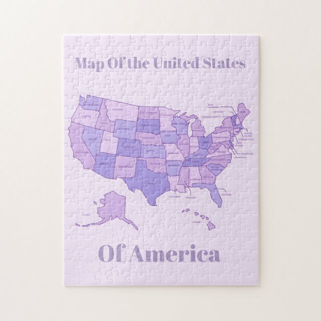 Minimalist United States Map Pink Purple Art Pussel (Vertikal)