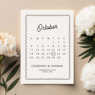 Minimalist vågformad kant Kalender Save the Date Inbjudningar