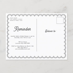 Minimalist vågig kant RSVP påminnelsekort Vykort
