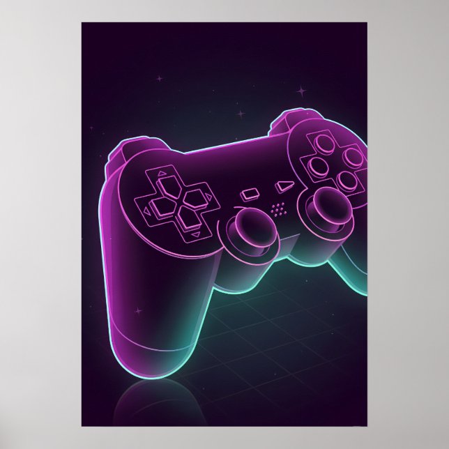 Minimalist Vaporwave Gaming Controller Poster (Framsidan)