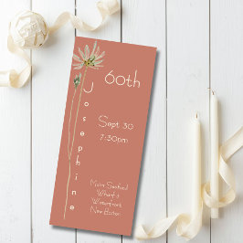 Minimalist Vertical Floral Muted Terracotta 60th  Inbjudningar