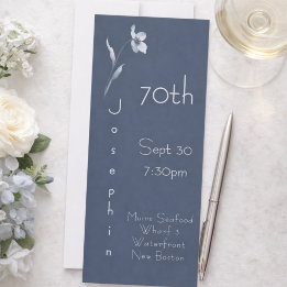 Minimalist Vertical Floral Slate 70th Birthday  Inbjudningar