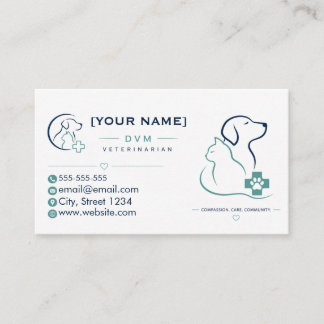 Minimalist Veterinarian Business Card  Visitkort