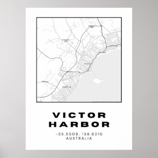 Minimalist Victor Harbour Karta med koordinater | Poster