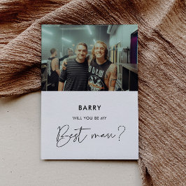 Minimalist Vill du vara min best man fotokort Inbjudningar
