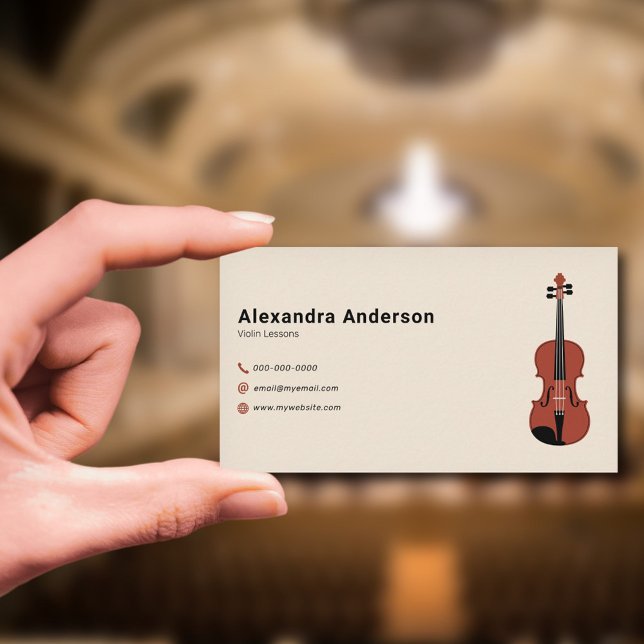 Minimalist Violin Teacher Visitkort (Violin Teacher Business Card)