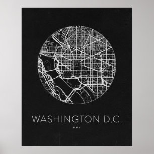 Minimalist Washington DC City Karta Poster