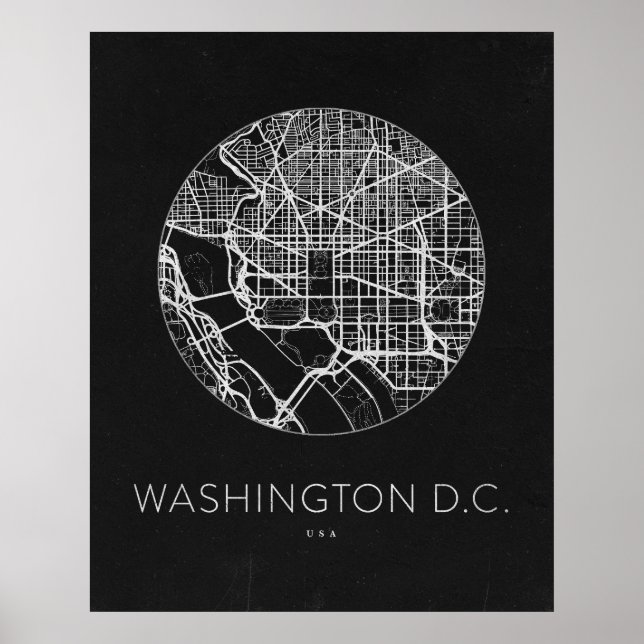 Minimalist Washington DC City Karta Poster (Framsidan)