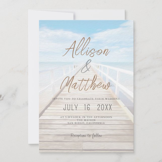 Minimalist Watercolor Beach Wedding Inbjudningar (Framsida)