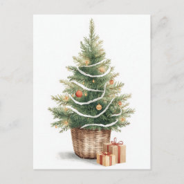 Minimalist Watercolor Christmas Tree Helg Vykort
